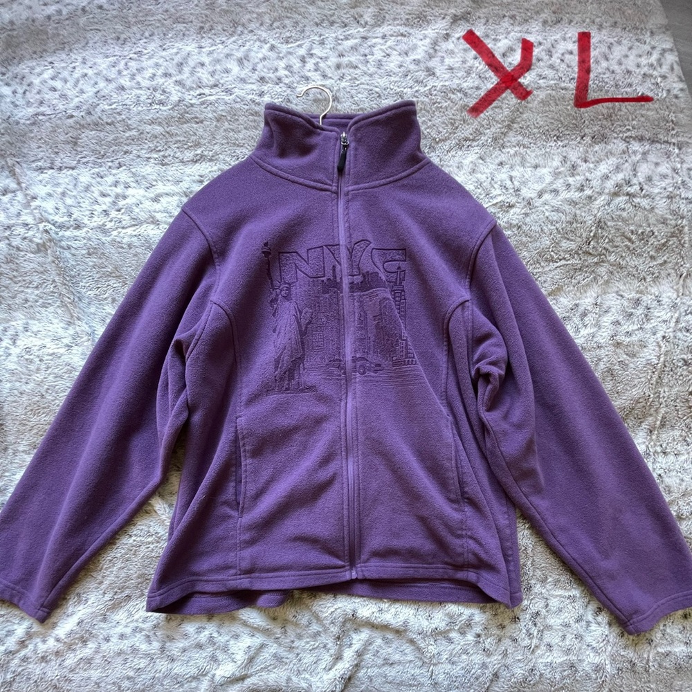 Purple Fleece Jacket with NYC Graphic - XL